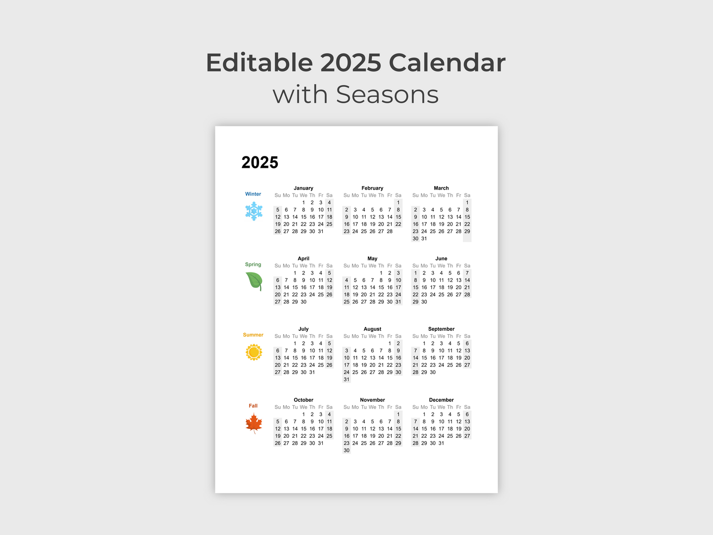 2025 Calendar