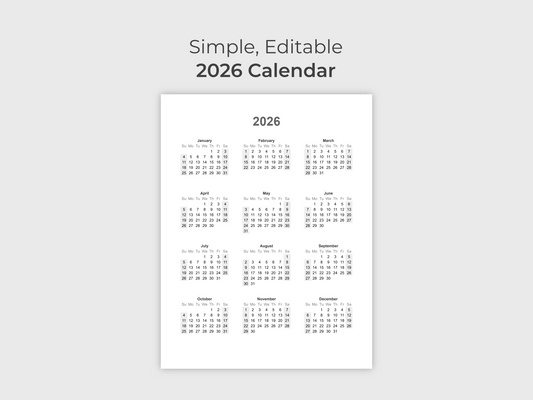 2026 Calendar